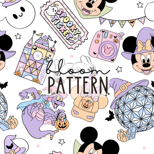 Halloween Magical Park Seamless Pattern