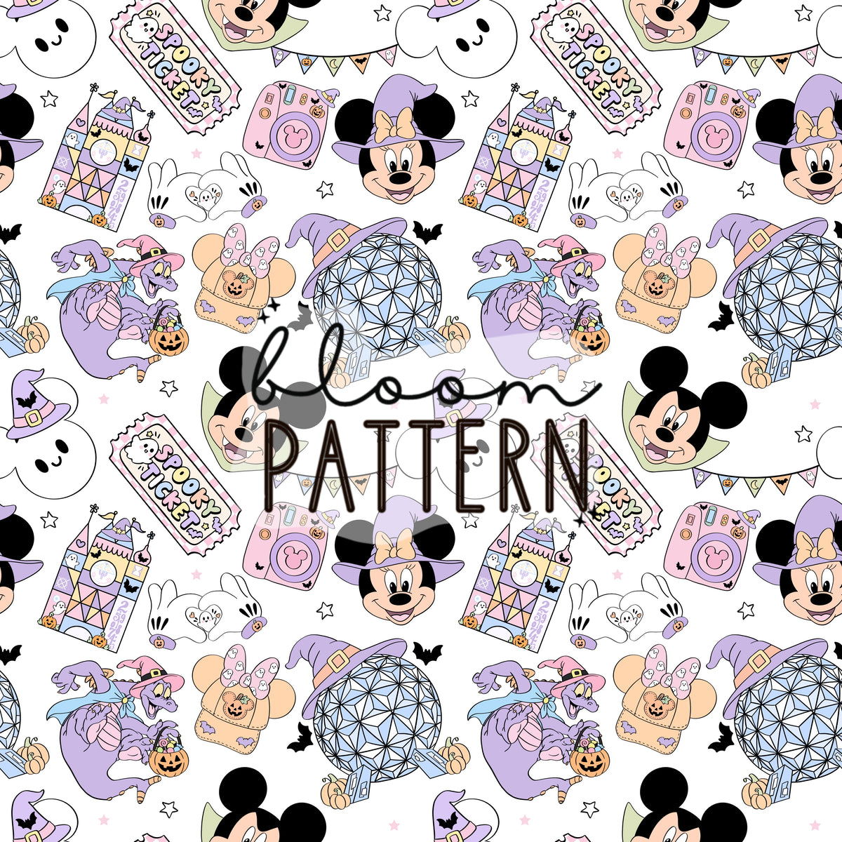 Halloween Magical Park Seamless Pattern