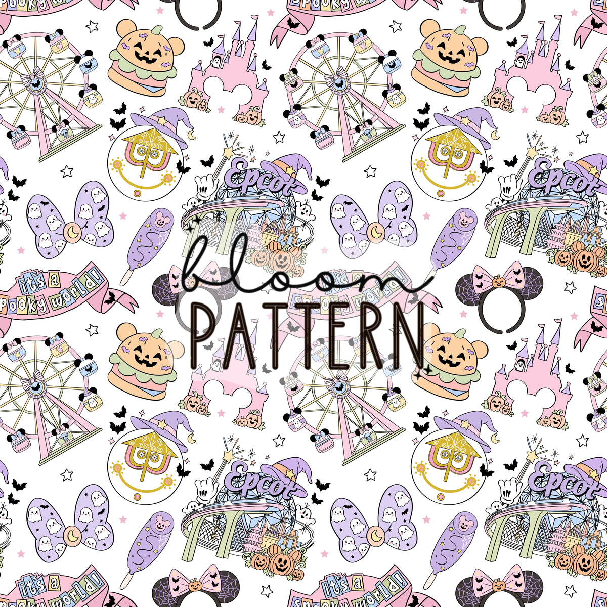 Halloween Magical Park Seamless Pattern
