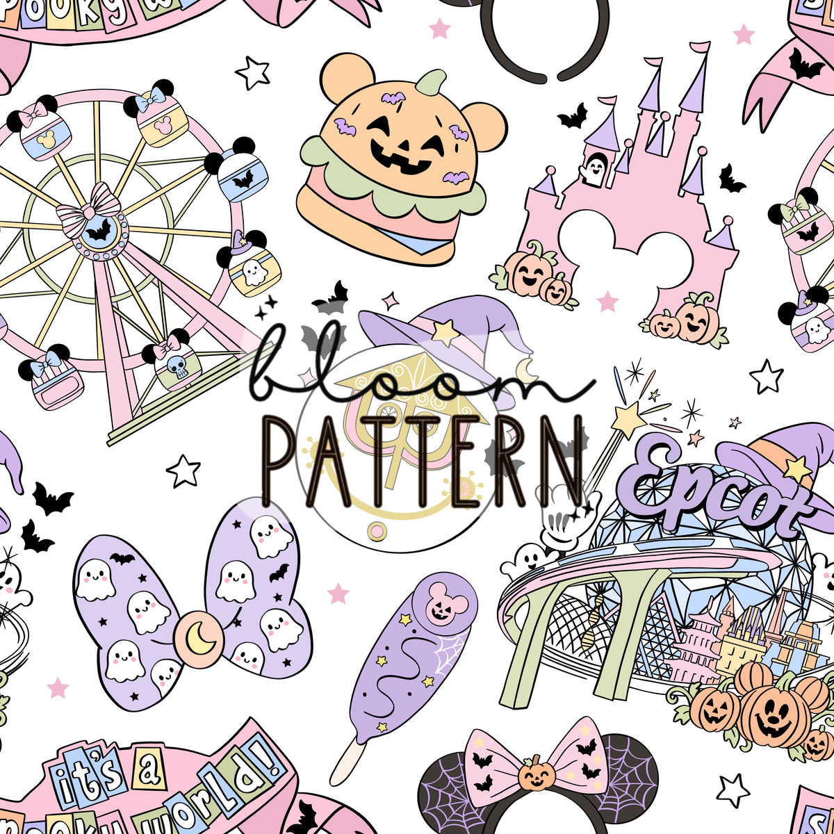 Halloween Magical Park Seamless Pattern