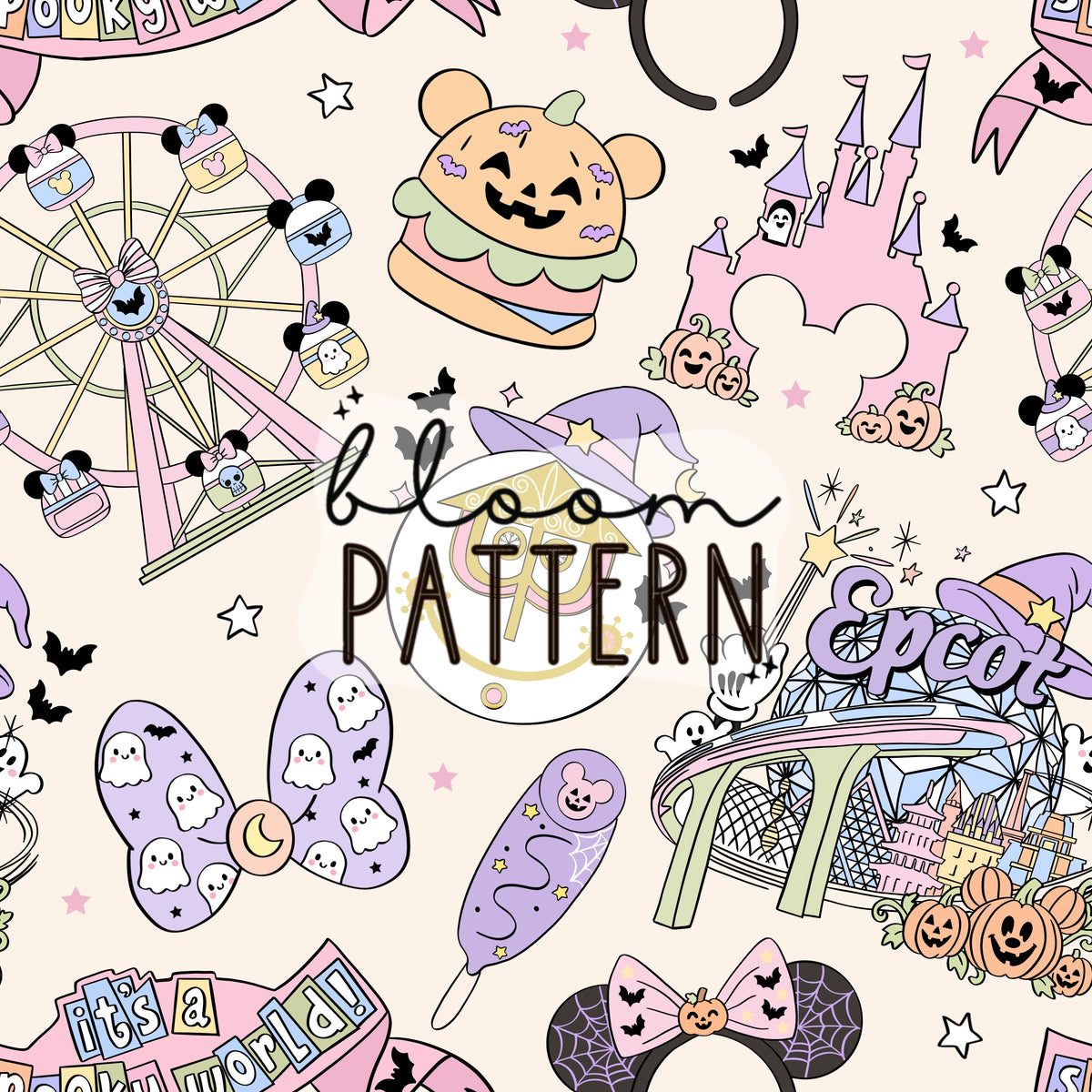Halloween Magical Park Seamless Pattern