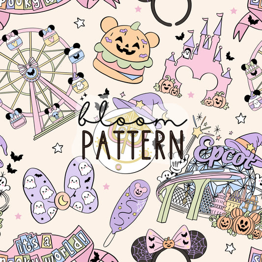 Halloween Magical Park Seamless Pattern