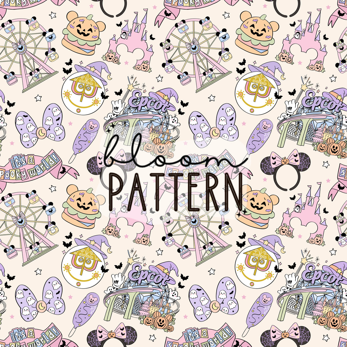 Halloween Magical Park Seamless Pattern