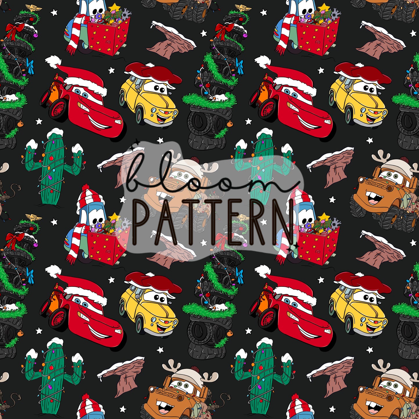 Cars Christmas Seamless Pattern