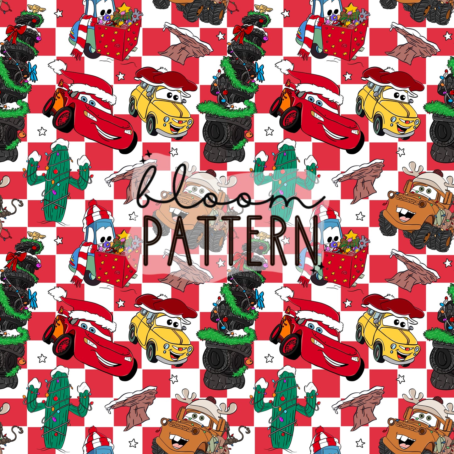 Cars Christmas Seamless Pattern