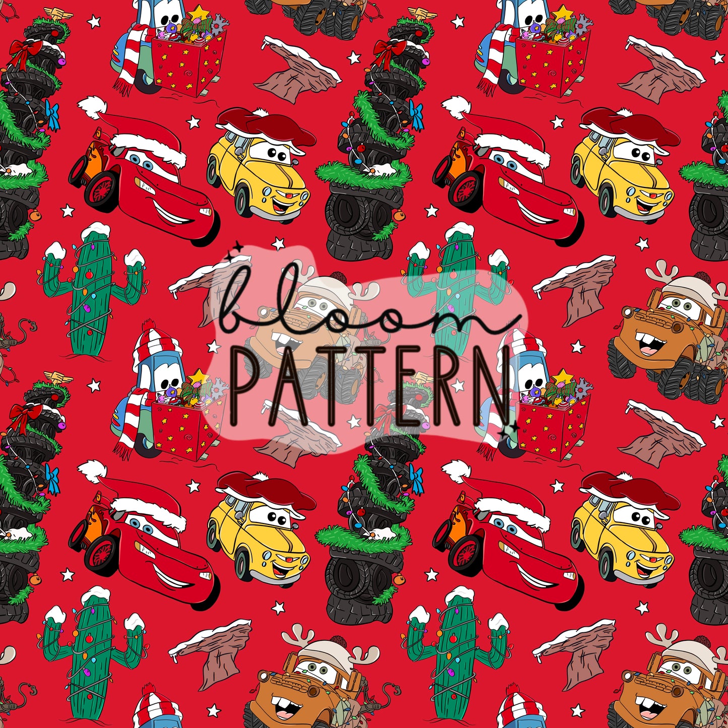 Cars Christmas Seamless Pattern