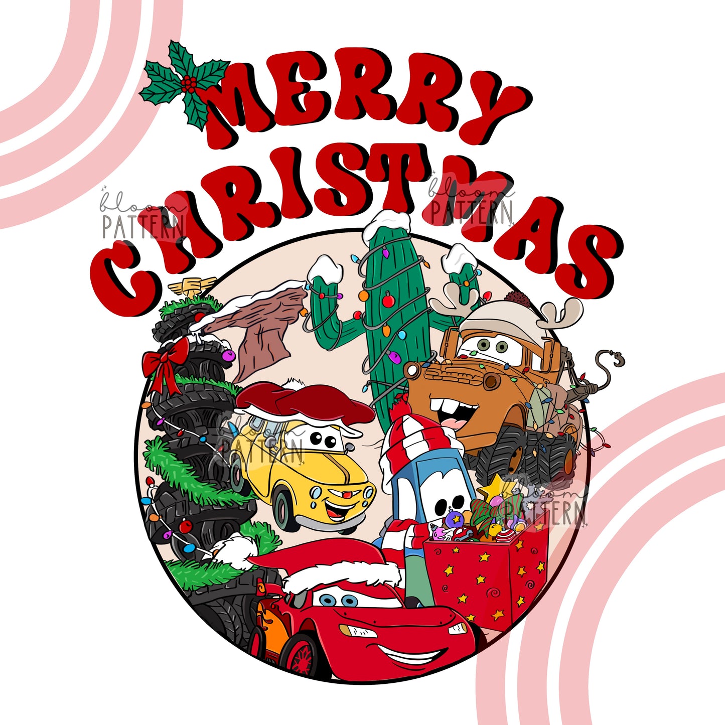 Cars Christmas Seamless Pattern