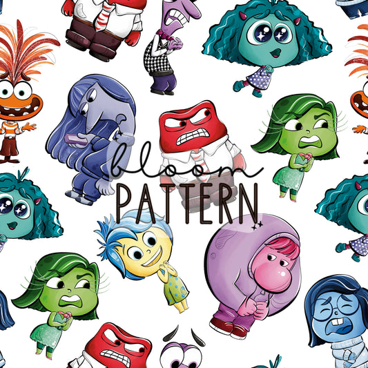 Inside Out 2 Emotions Seamless Pattern