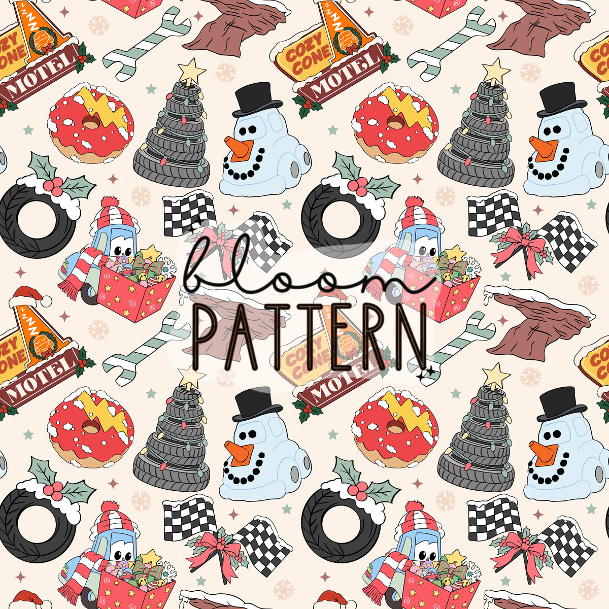 Christmas Cars Seamless Pattern