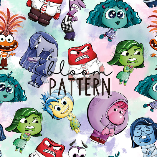 Inside Out 2 Emotions Seamless Pattern