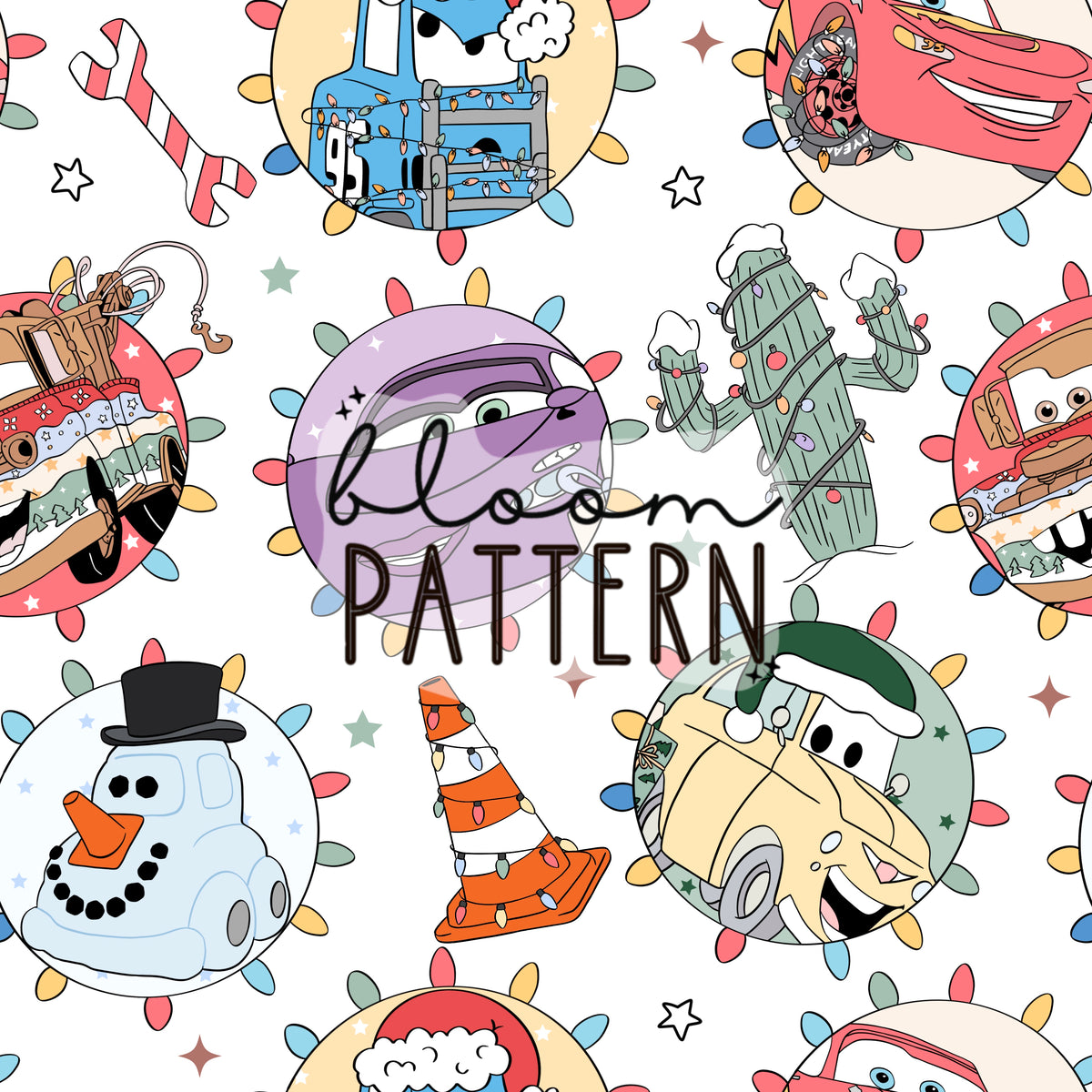 Christmas Cars Seamless Pattern