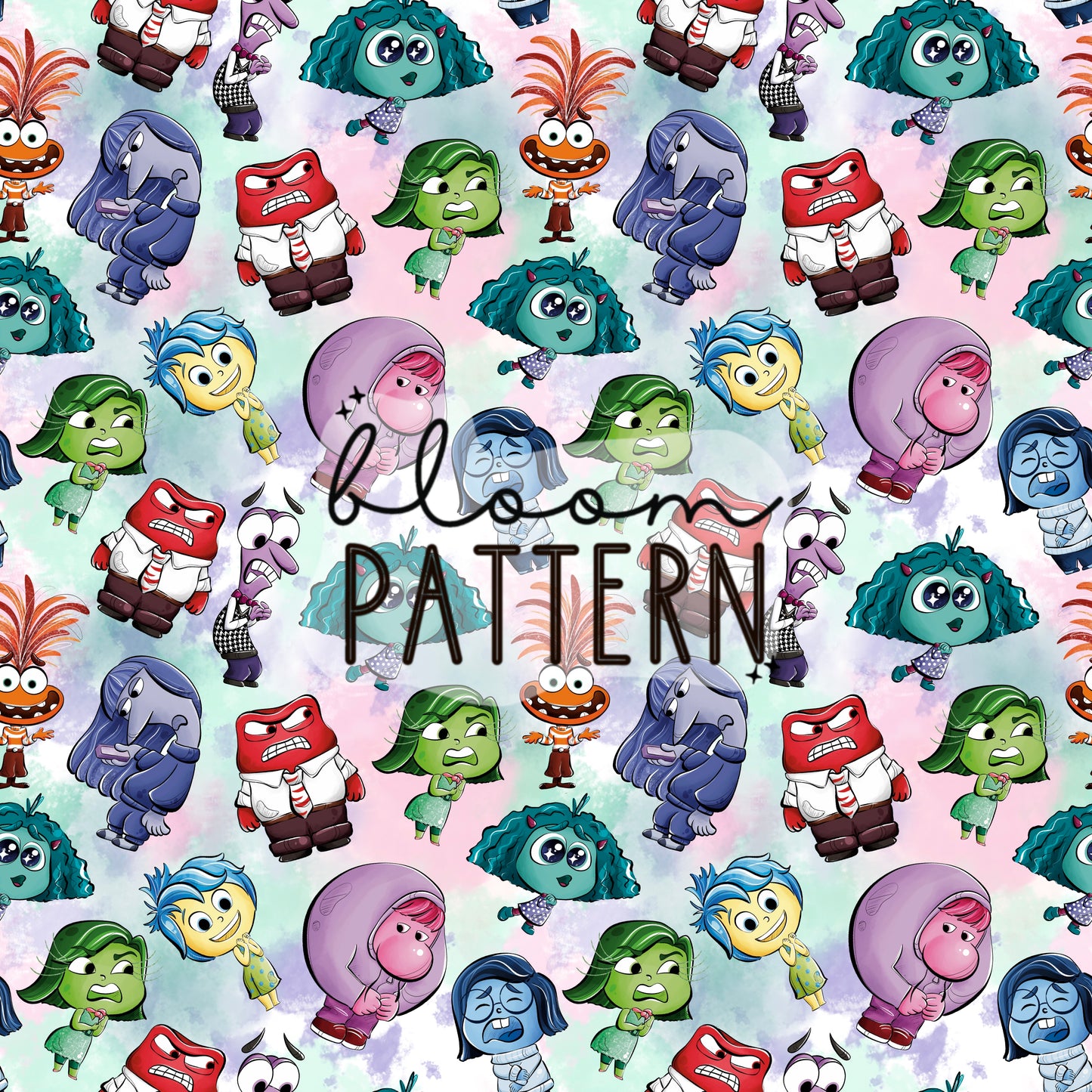 Inside Out 2 Emotions Seamless Pattern