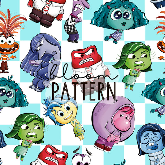 Inside Out 2 Emotions Seamless Pattern