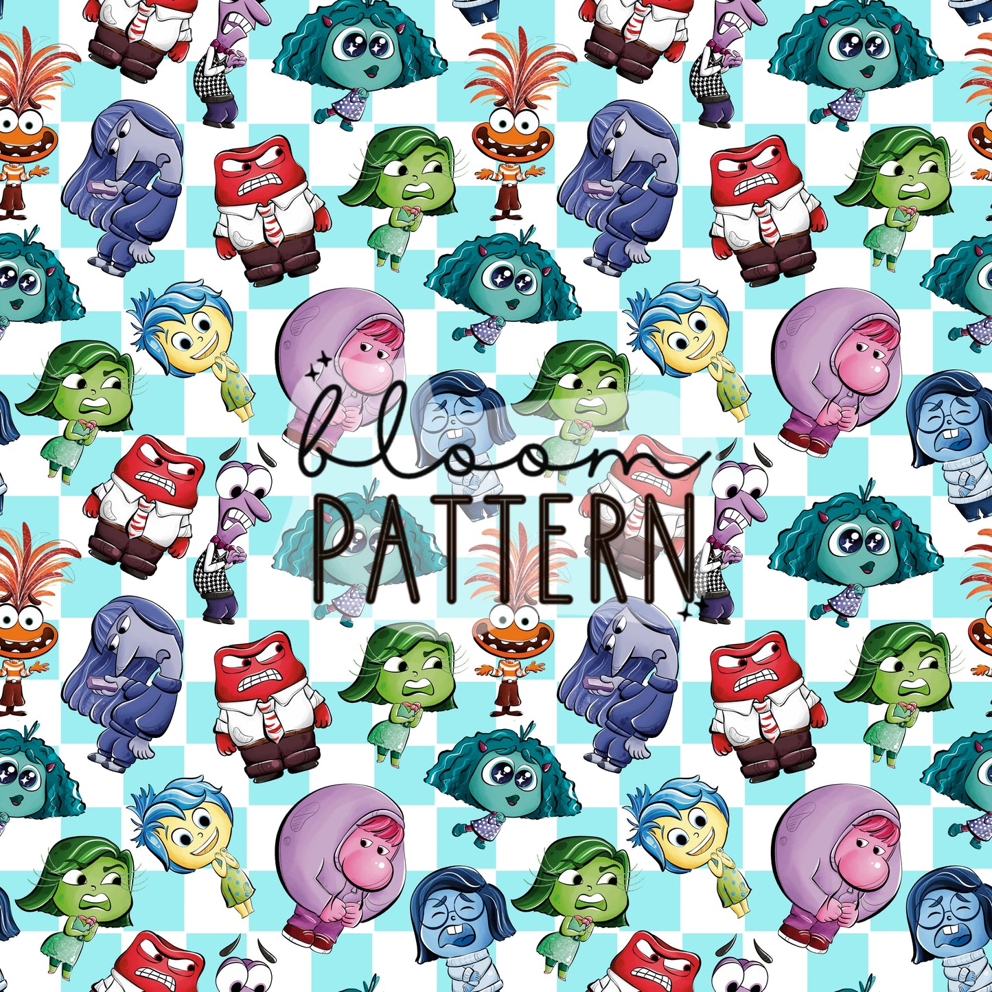 Inside Out 2 Emotions Seamless Pattern