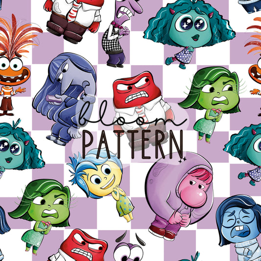Inside Out 2 Emotions Seamless Pattern