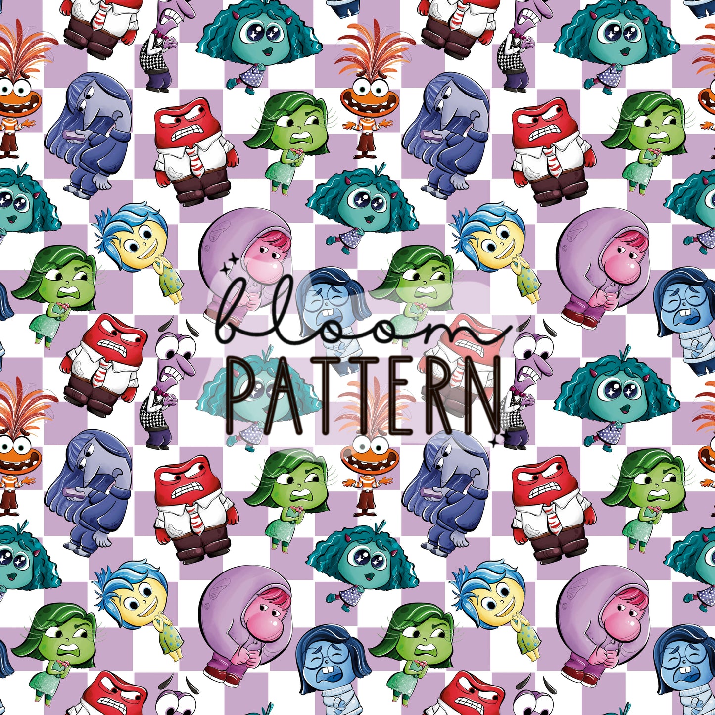 Inside Out 2 Emotions Seamless Pattern