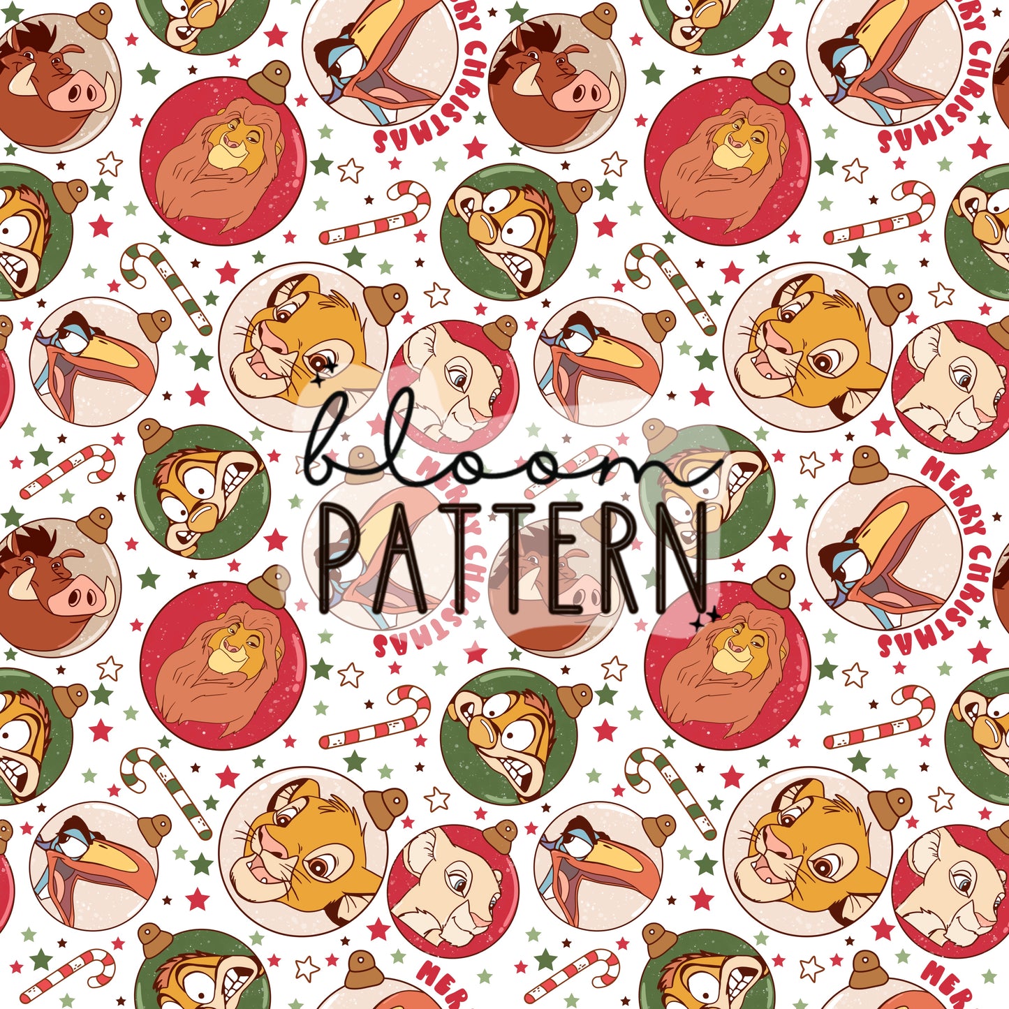 Lion Christmas Seamless Pattern