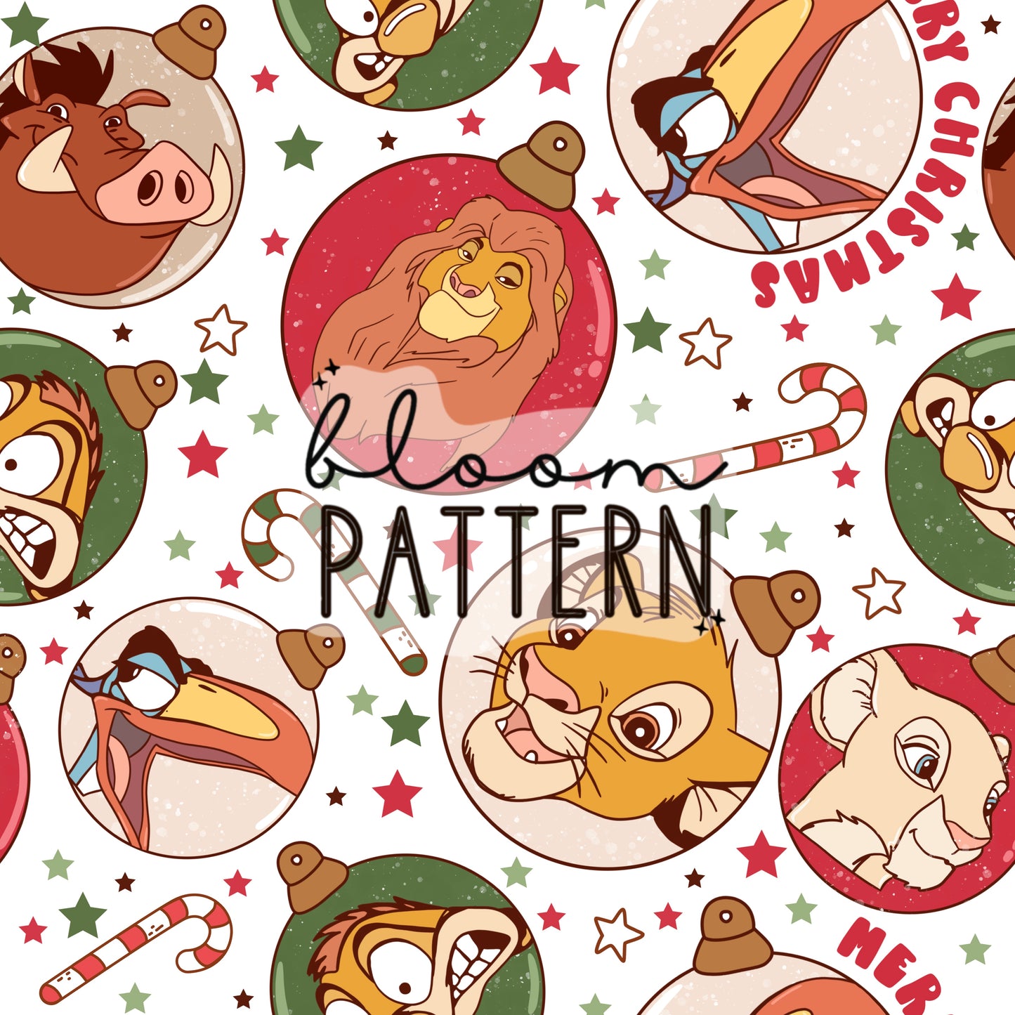 Lion Christmas Seamless Pattern