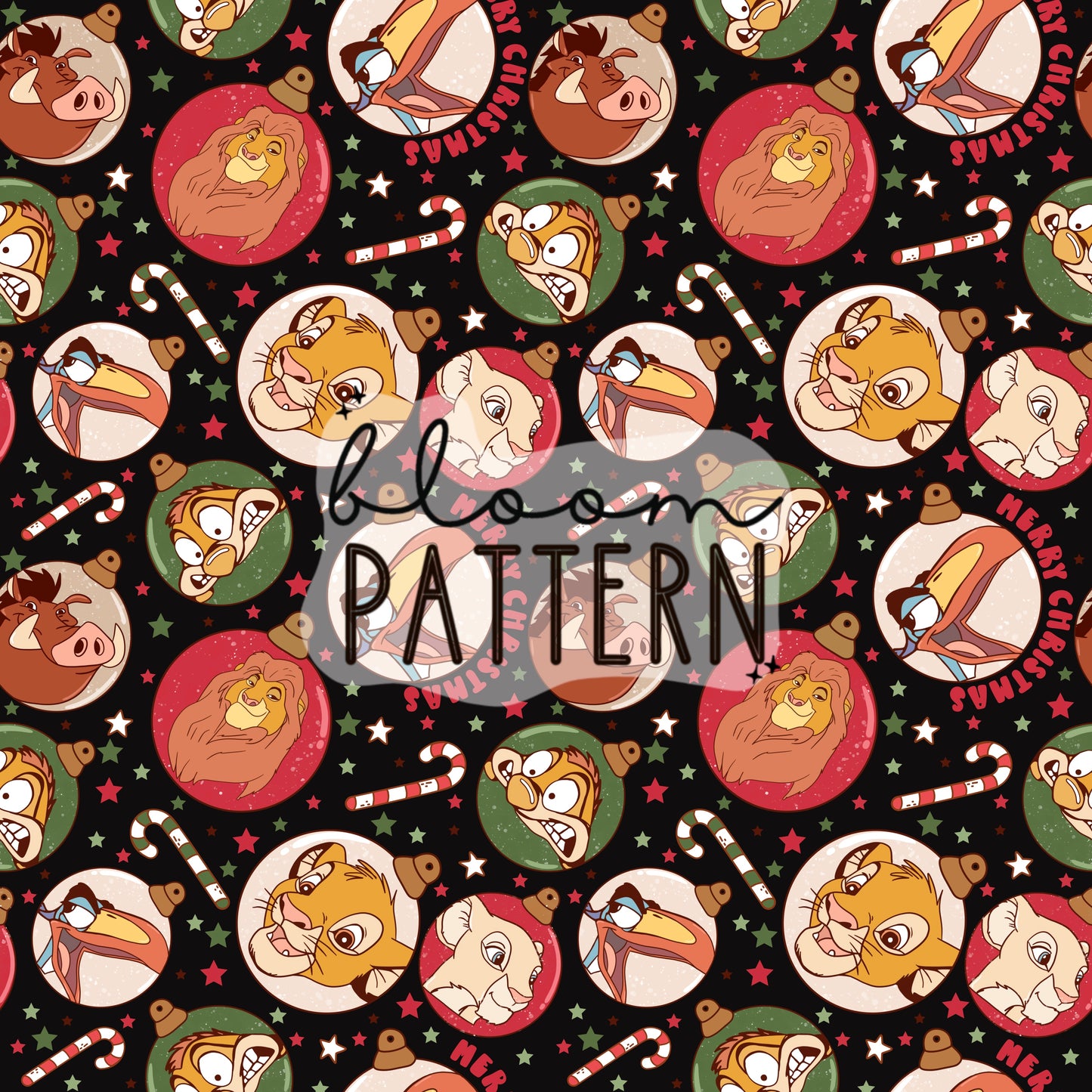 Lion Christmas Seamless Pattern