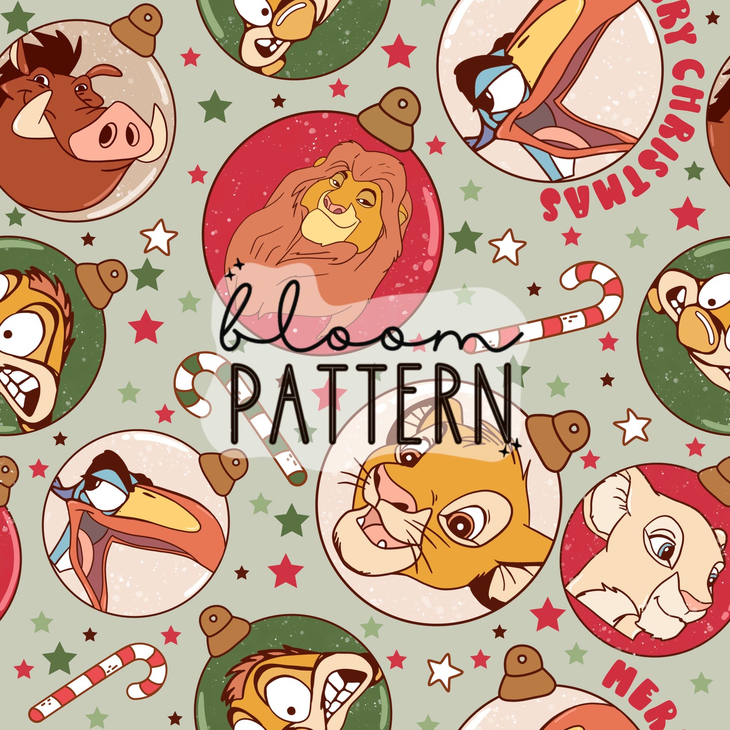 Lion Christmas Seamless Pattern