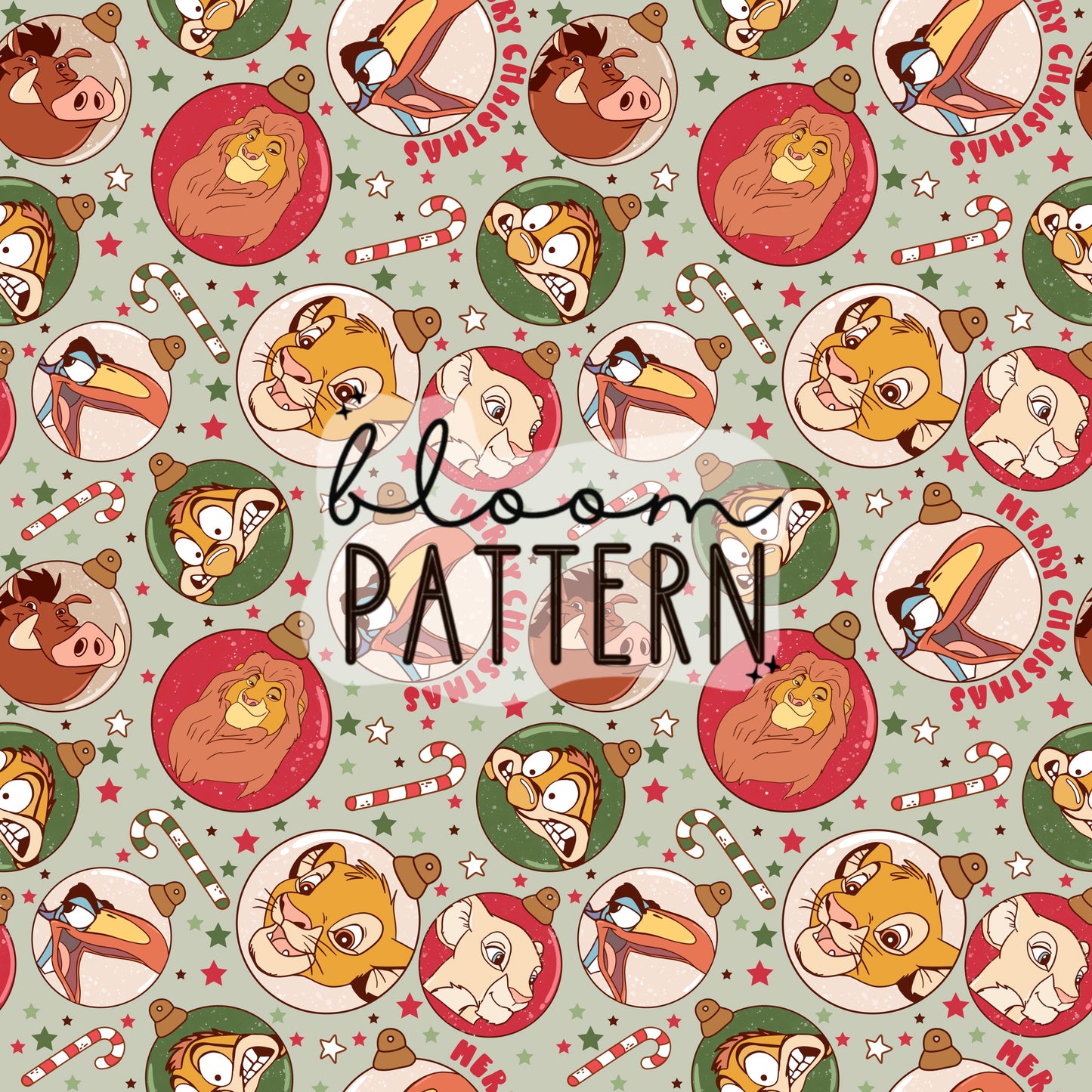 Lion Christmas Seamless Pattern