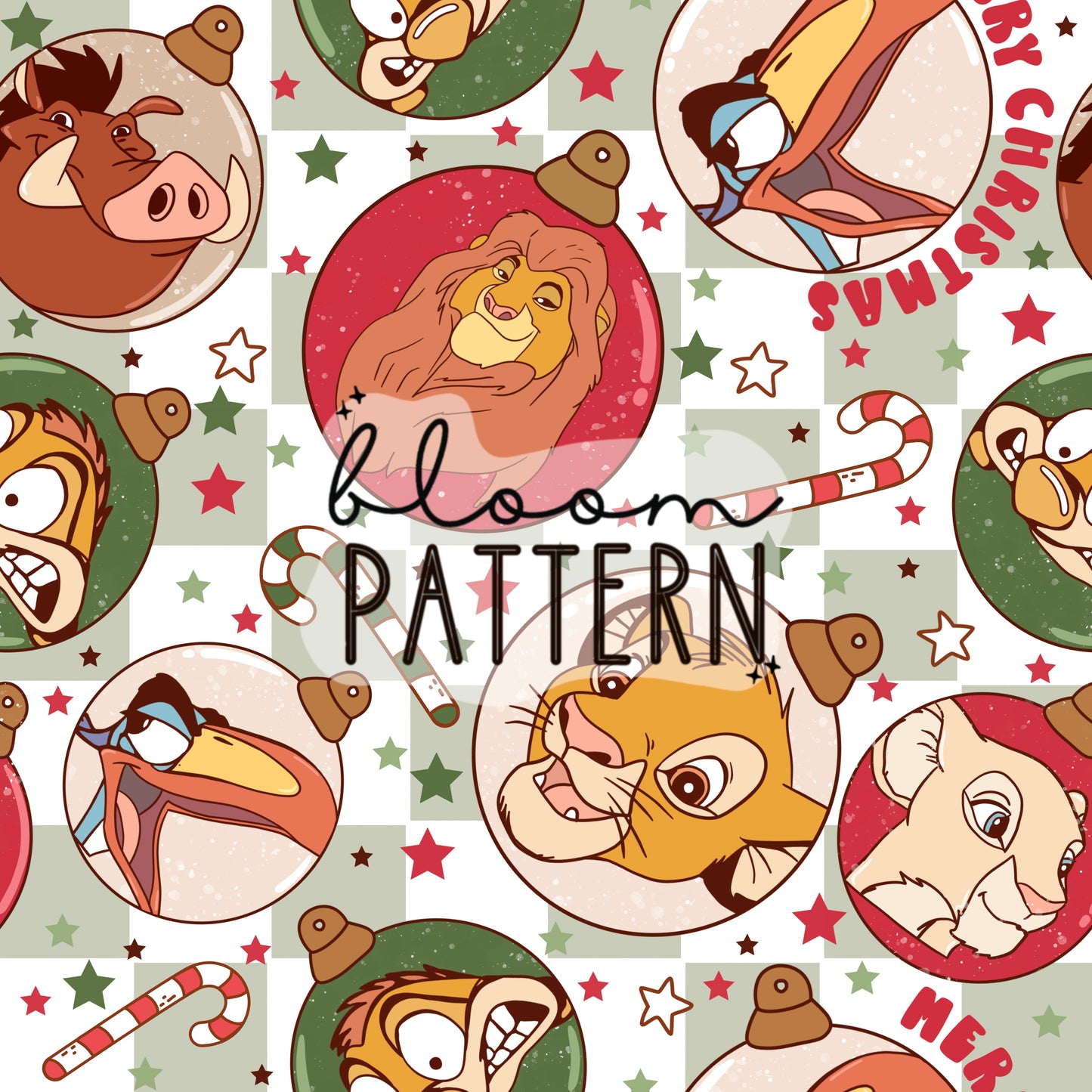 Lion Christmas Seamless Pattern