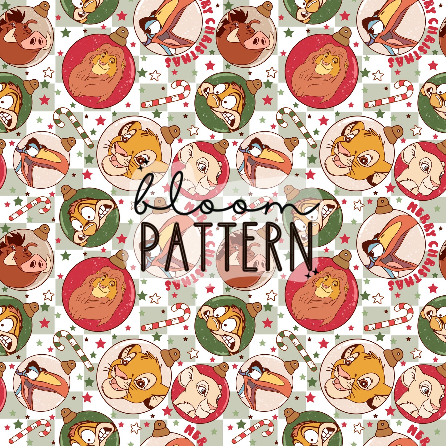 Lion Christmas Seamless Pattern