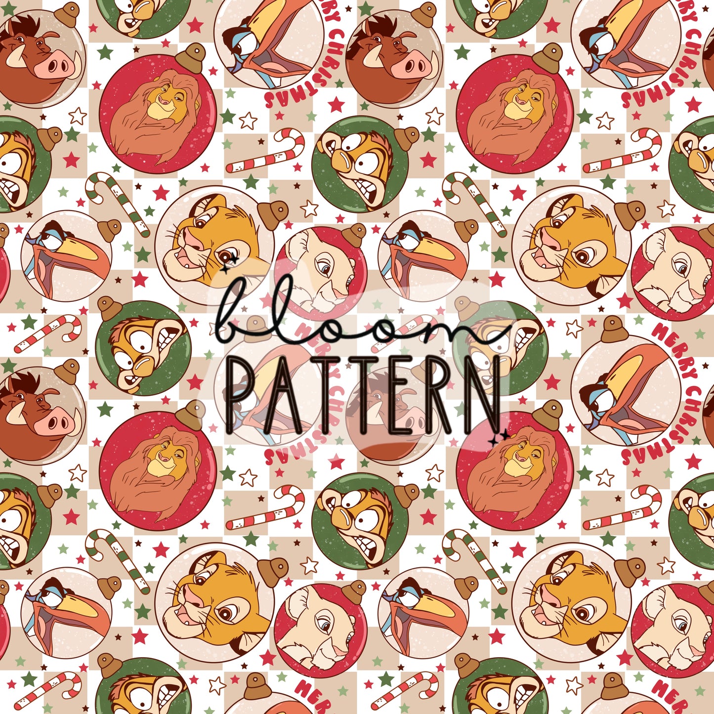 Lion Christmas Seamless Pattern