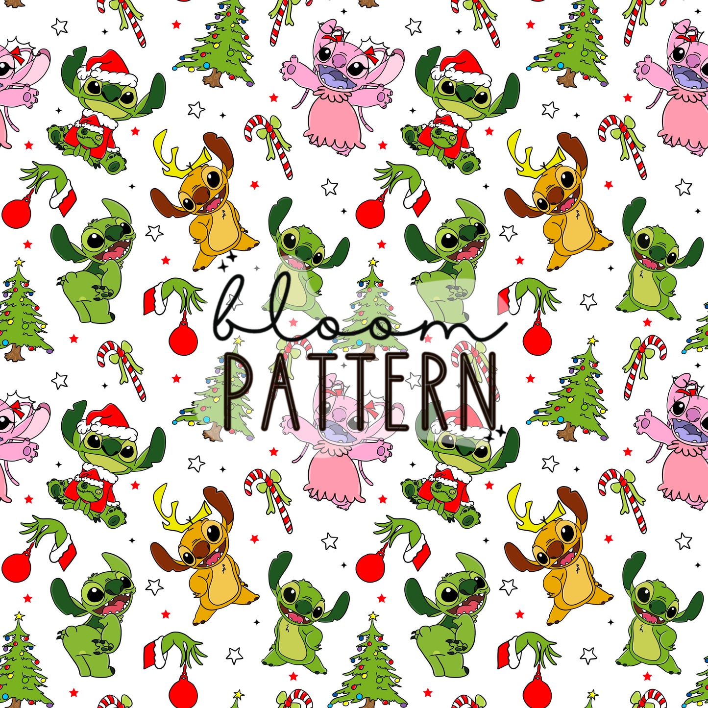 Stitch Grinch Christmas Seamless Pattern