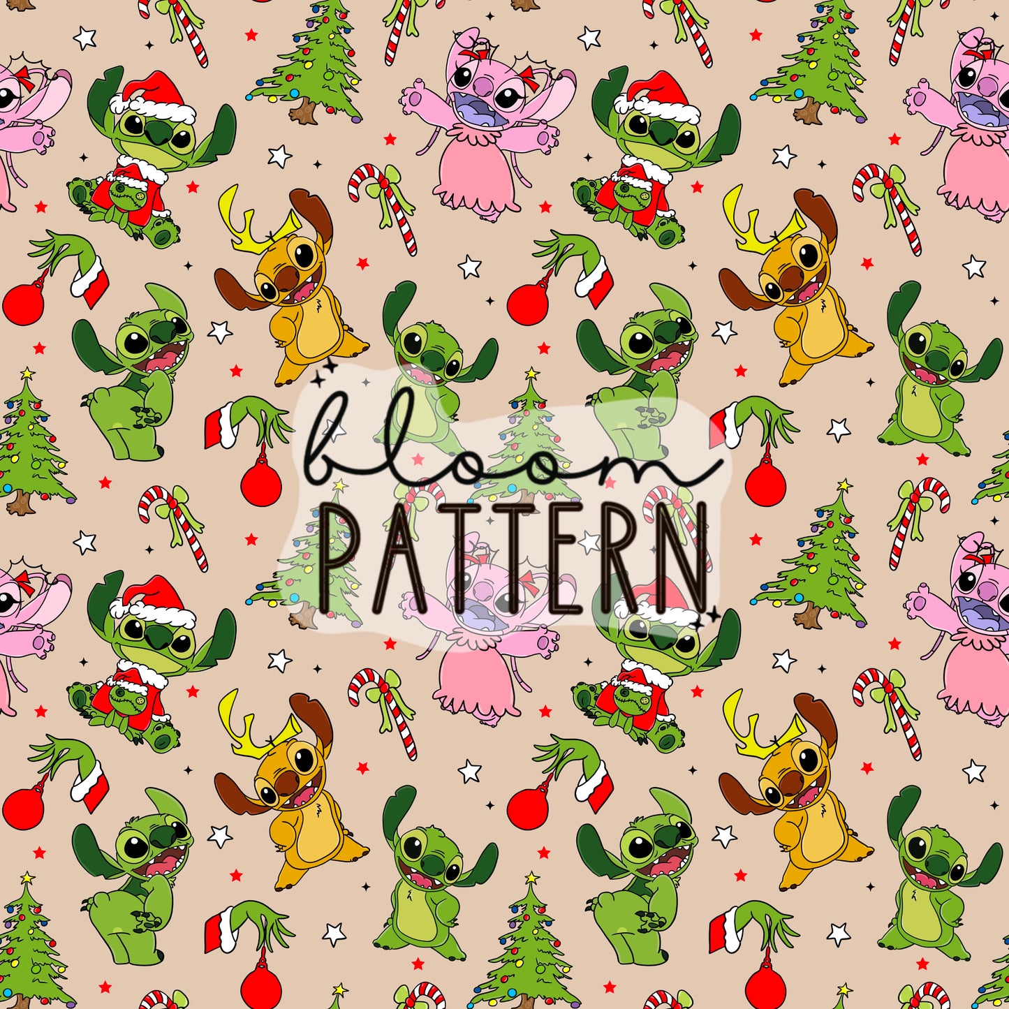 Stitch Grinch Christmas Seamless Pattern