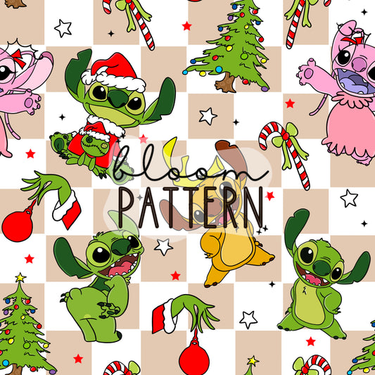 Stitch Grinch Christmas Seamless Pattern