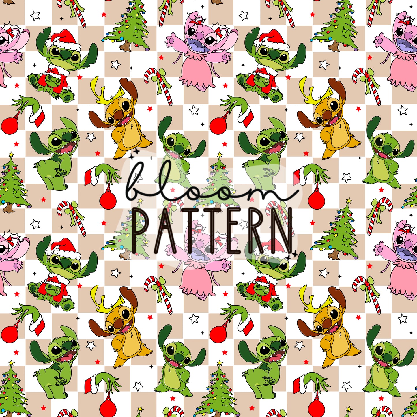 Stitch Grinch Christmas Seamless Pattern