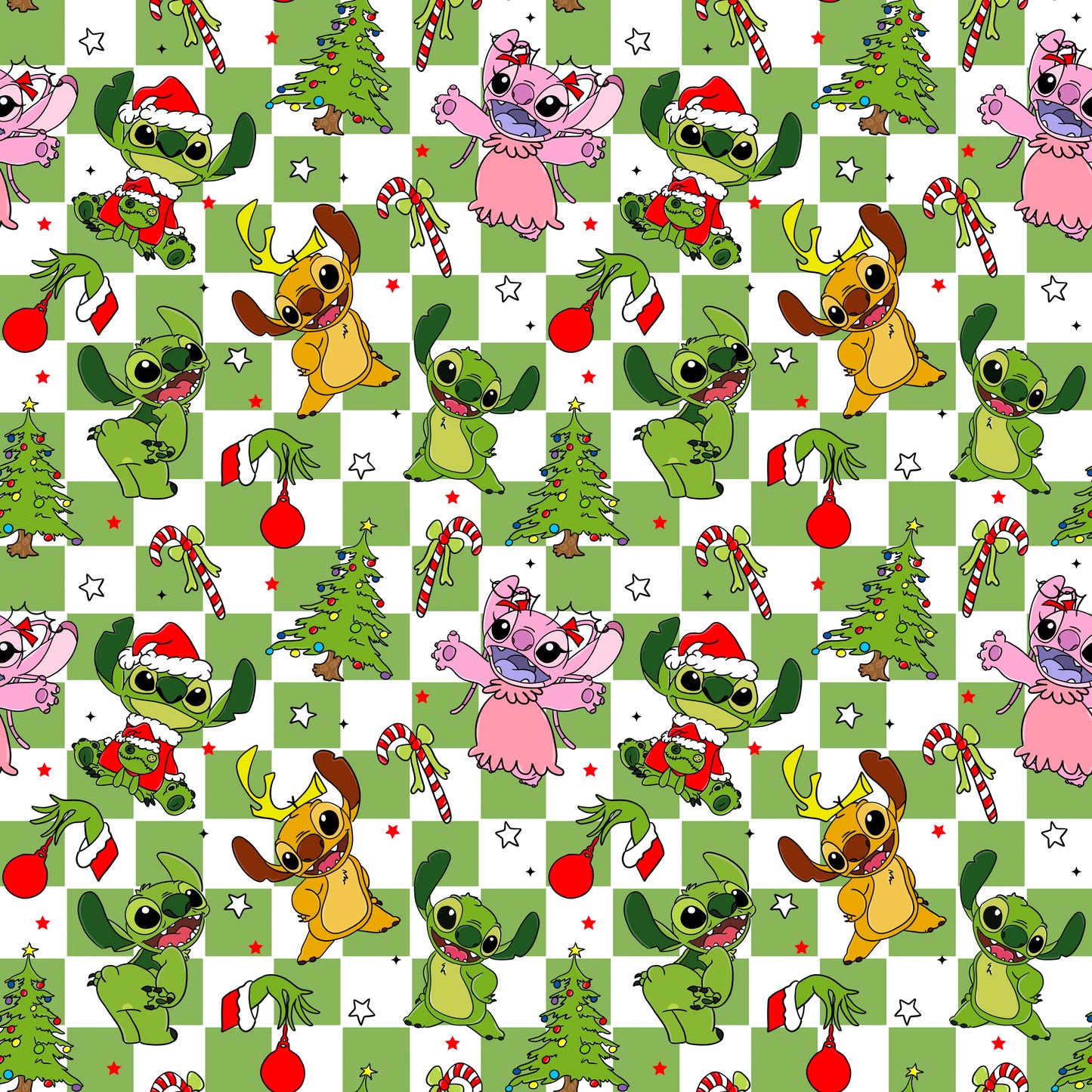 Stitch Grinch Christmas Seamless Pattern