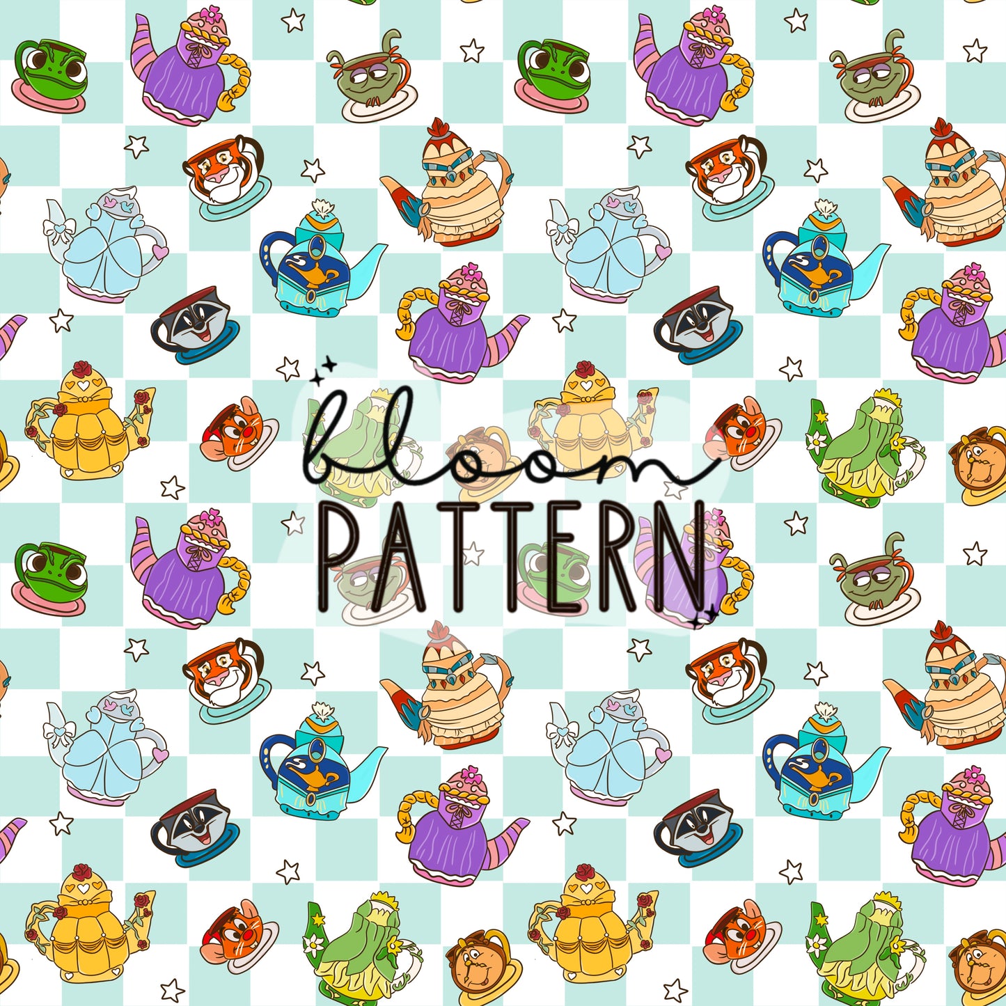 Princess Teapot Seamless Pattern