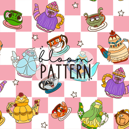 Princess Teapot Seamless Pattern