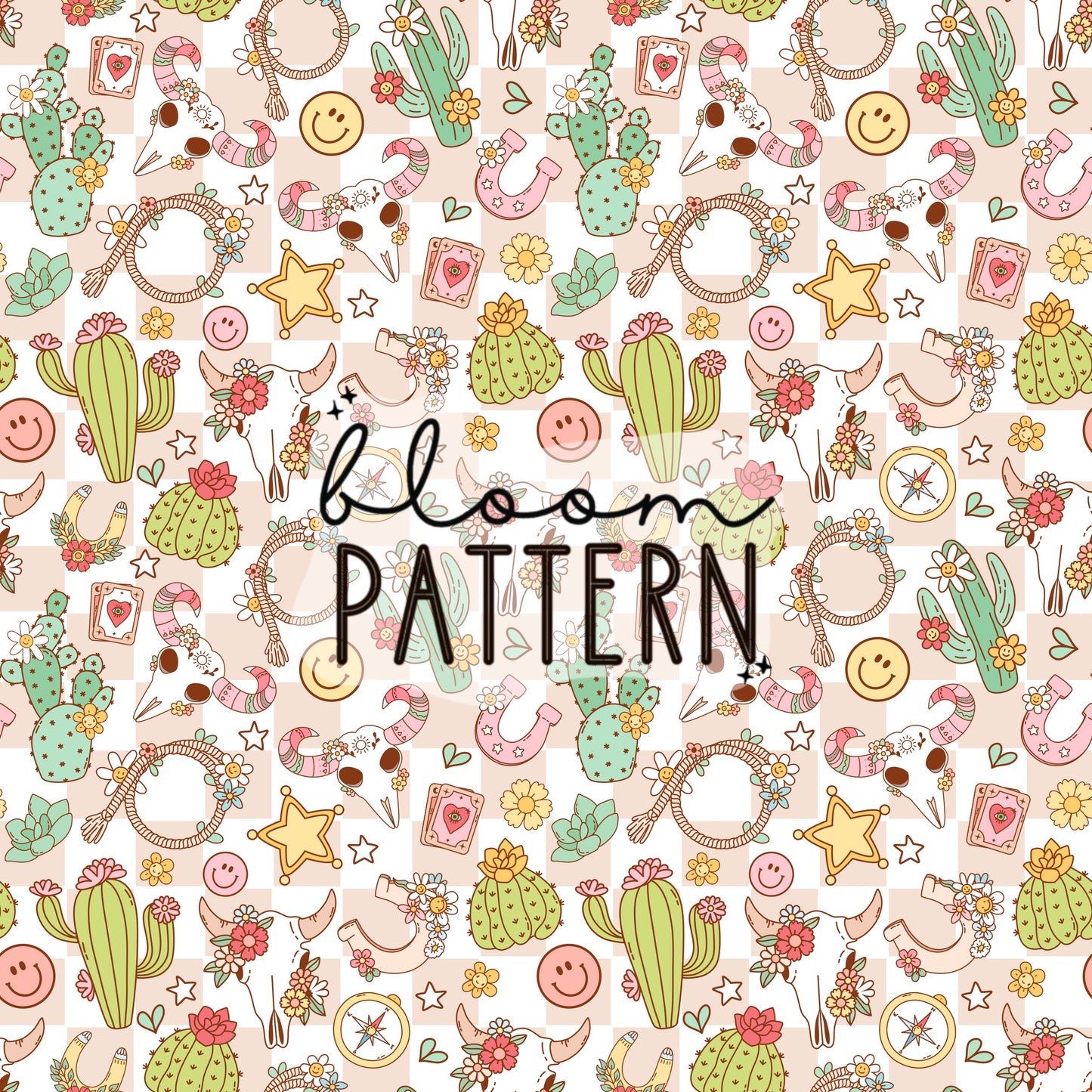 Retro Western Floral Seamless Pattern