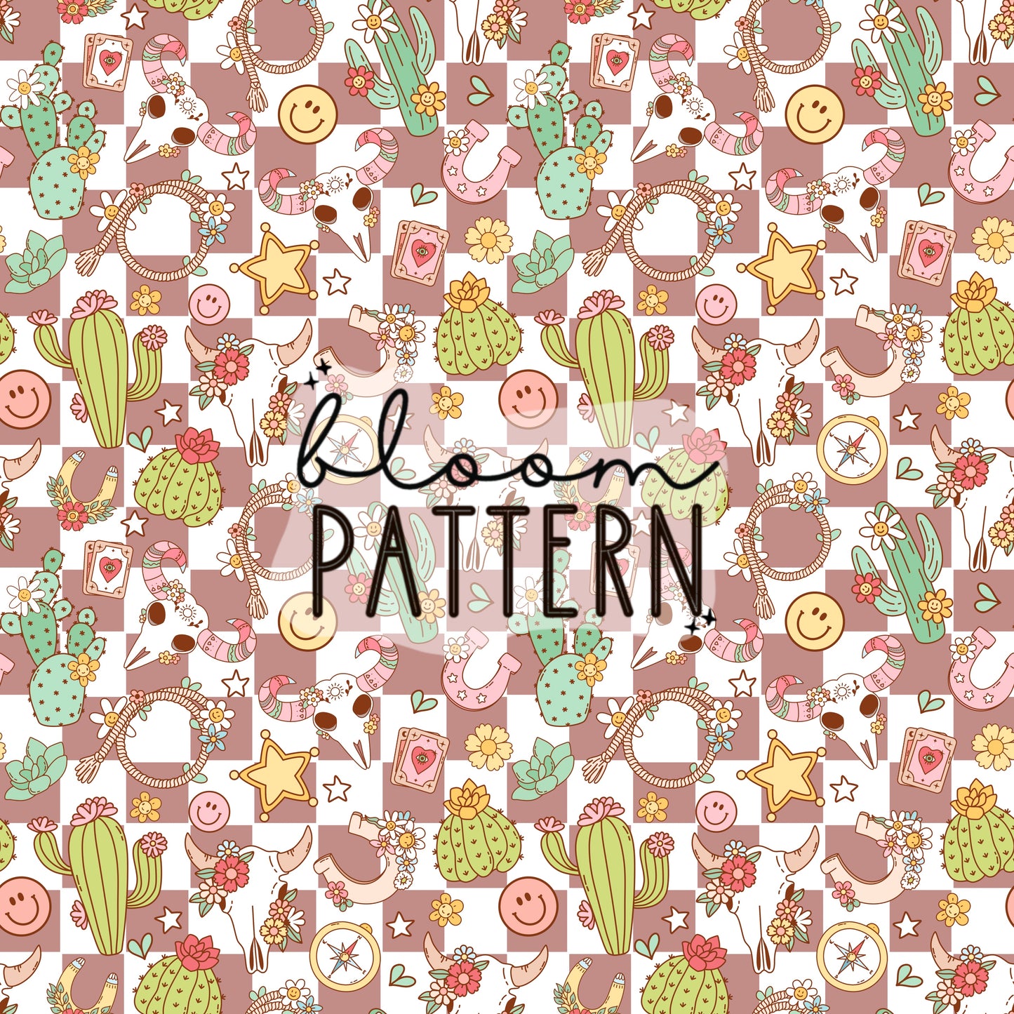 Retro Western Floral Seamless Pattern