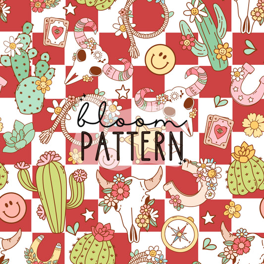 Retro Western Floral Seamless Pattern