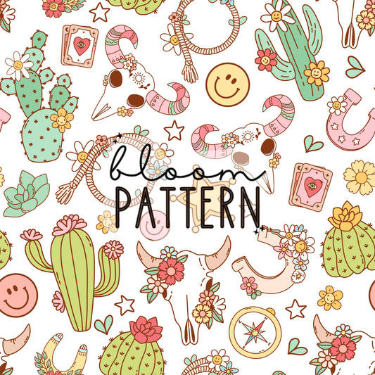 Retro Western Floral Seamless Pattern