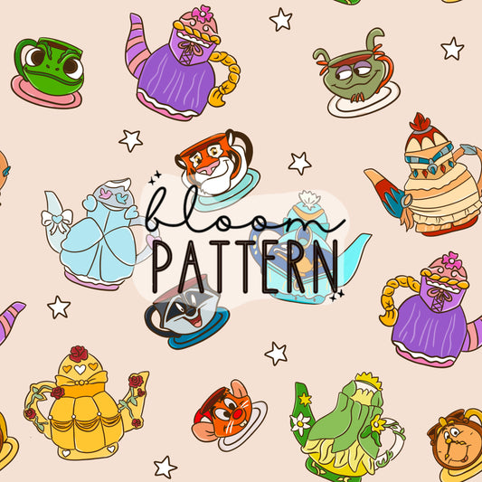 Princess Teapot Seamless Pattern