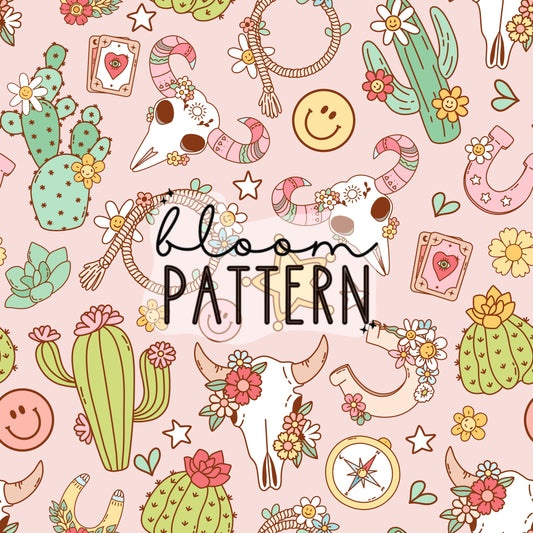 Retro Western Floral Seamless Pattern