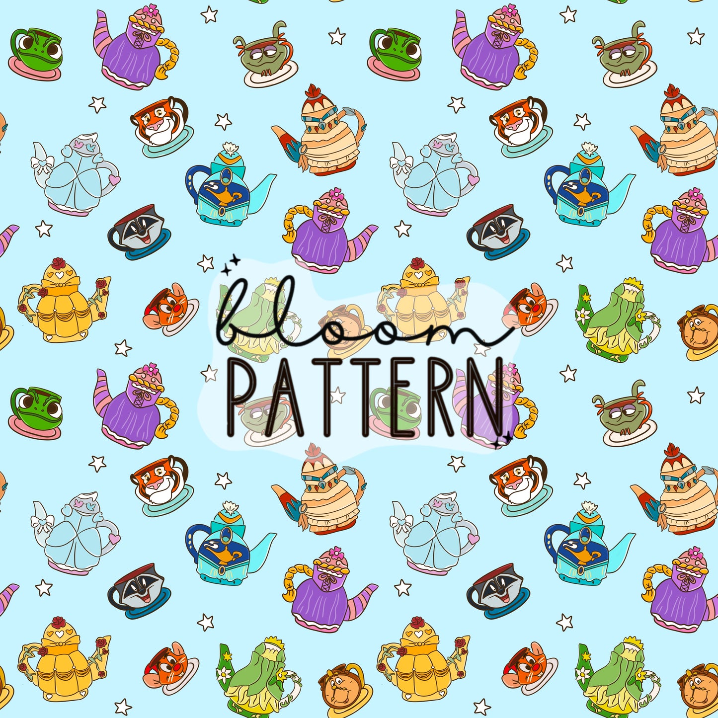 Princess Teapot Seamless Pattern