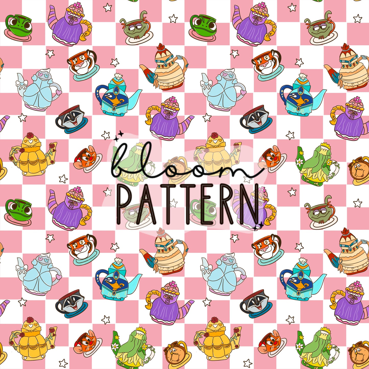 Princess Teapot Seamless Pattern